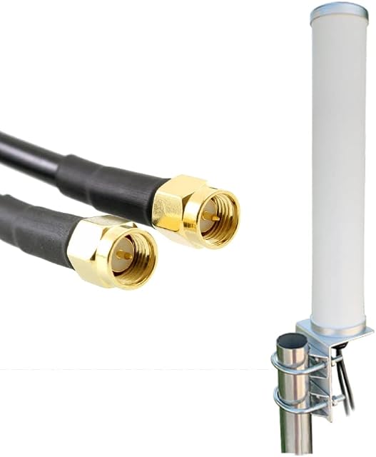 UniteCom High Performance 4G/5G MIMO Waterproof Outdoor Antenna High Gain Pole Mount LTE Dual Input 5 Meter Cable SMA Broadband Router Mobile Internet Aerial 02 Vodafone Three EE (5M Cables)