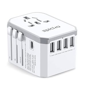 Universal Travel Power Adapter – EPICKA All in One Worldwide International Wall Charger AC Plug Adaptor with Smart Power USB for USA EU UK AUS Cell Phone Laptop (TA-105, White)
