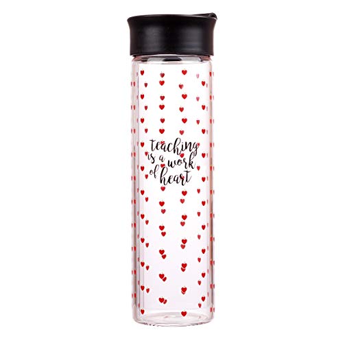 Teaching Is A Work of Heart Red/Black Water Bottle - Inspirational Water Bottle