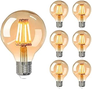 YOUDIAN E27 Screw Bulb,Led Edison Light Bulb, Non-Dimmable Retro E27 Screw Bulb,220V 4W(40W Equivalent) 400 Lumen Warm White 2700K CRI>90,G80 Led Filament Light Bulb,90% Energy Saving6Pack
