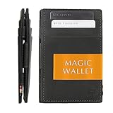 GARZINI Magic Wallet For Men, Minimalist Wallet with RFID card holder, Leather Wallet for 10 cards, Carbon Black