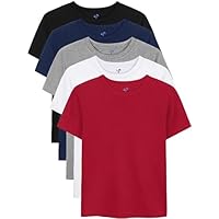 YERIOK 5 Pack Boys Shirts Short Sleeve Shirts for Boys Cotton T-Shirts Kids Toddler Tshirts Tees Clothes Summer Tops