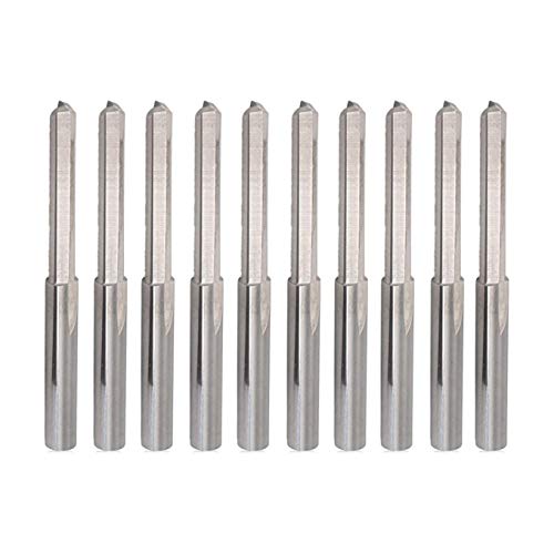 Surluoen 10 Piezas 3.175Mm DiáM Fresa de Doble Filo de Acero de Tungsteno Fresa 2 Flautas Corte CNC Broca de Acero de Tungsteno con Ranura Recta, Longitud de Flauta 22 Mm