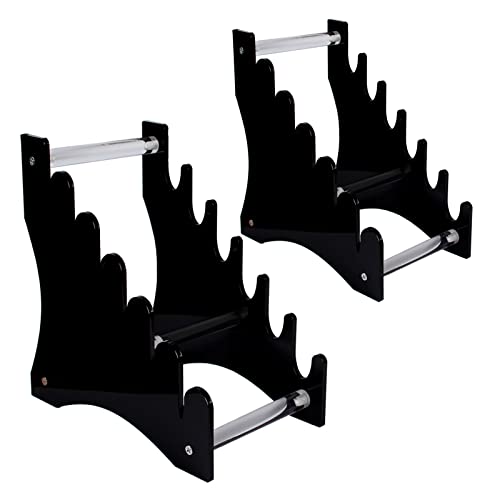 Knife Display Stand Dagger Storage Rack Pocket Knife holder Acrylic Desktop Bowie knives Display Case for Hold Fixed Blade Knife (Black Pack of 2)