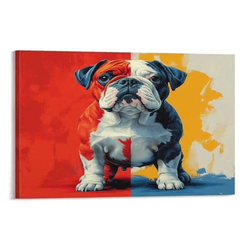 Impression sur toile bouledogue tableau decoration murale salon 50x75cm