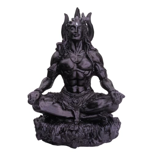 Image of Mahayogi Shiva Statue for Car Dashboard - 3.5 Inch Black Shiv Ji Idol | Resin Showpiece for Home, Office, Pooja Room | Housewarming, Birthday
