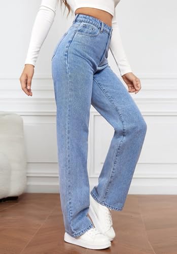 Womens High Waist Jeans Wide Leg Straight Boyfriend Denim Pants Loose Fit Casual Trendy Jeans Trousers2