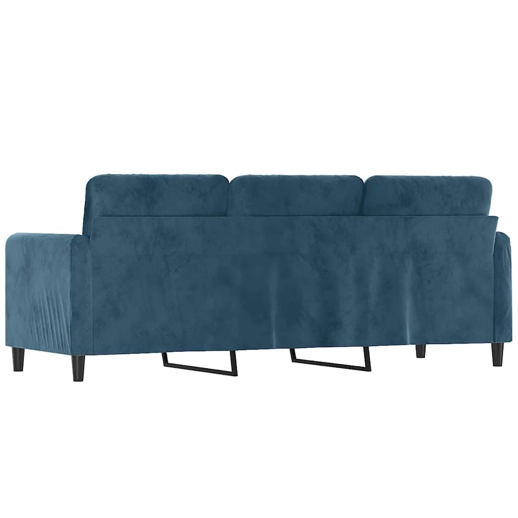 vidaXL Divano a 3 Posti Blu 180 cm in Velluto