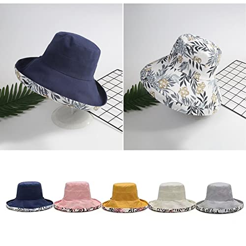 Wide Brim Cotton Summer Hat, Womens Sun Hats With Uv Protection Wide Brim, Women Cotton Wide Brim Sun Hats Metal Wired Edge Summer Uv (Blue) #TOP1