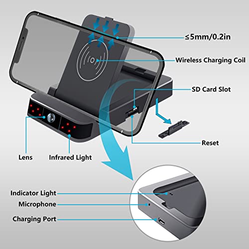 OTADUG Camara Espia, WiFi 1080p Mini Camara Espia Oculta con Grabación de Vídeo y Audio, Detección de Movimiento, Visión Nocturna, Capacidad de Carga