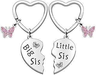 SDOFY Sister Gifts Keyring Big Sis, Little Sis Keychain for Sister Best Friends BFF Birthday Christmas Gifts (2PCS)
