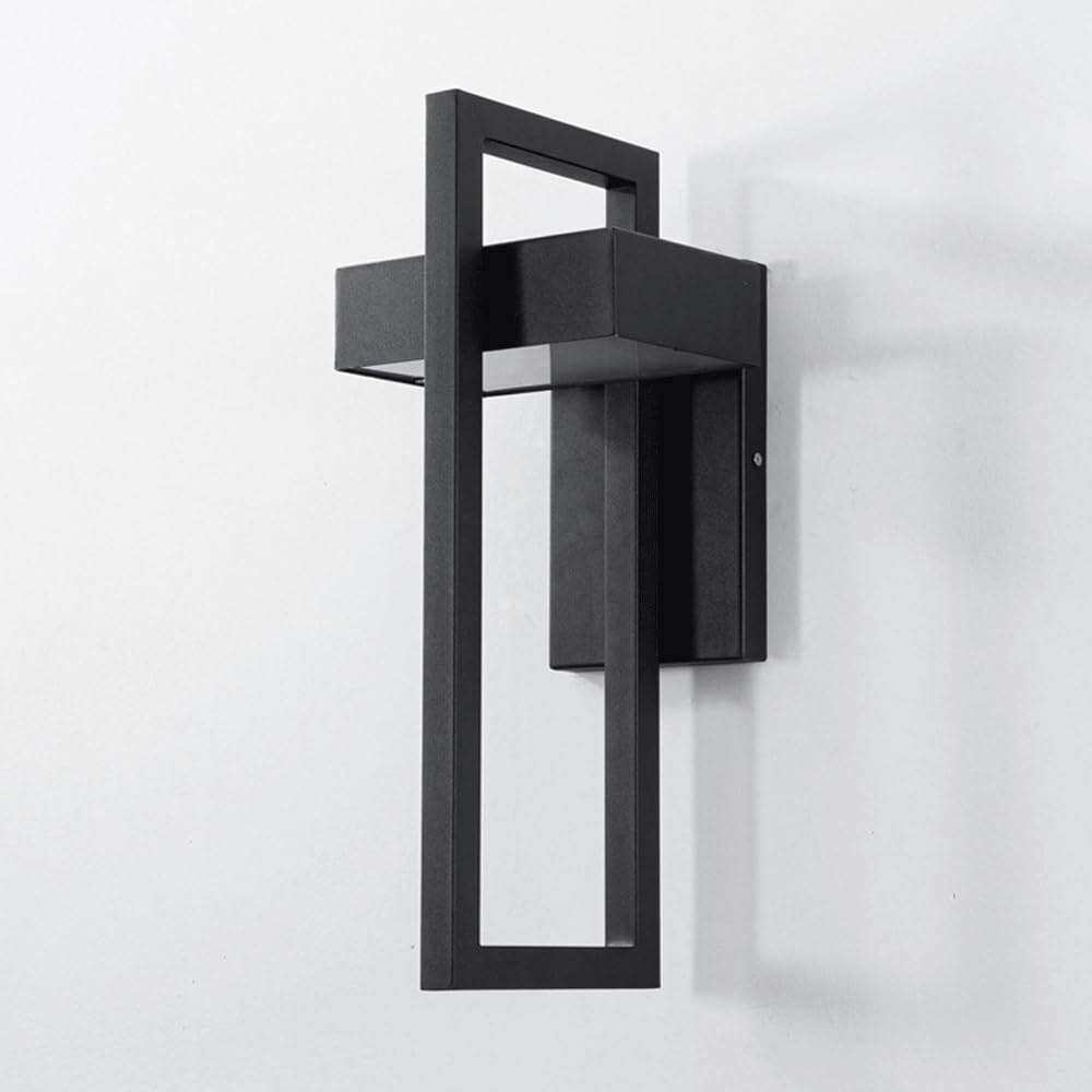 AITEXI Modern Simple Wall Mounted Lighting in Black Finish Exterior Patio Lamp Rainproof Wall Lights for Villa Door Hall Garden Patio Decoration (Color : 6000K White Light, Size : Large)