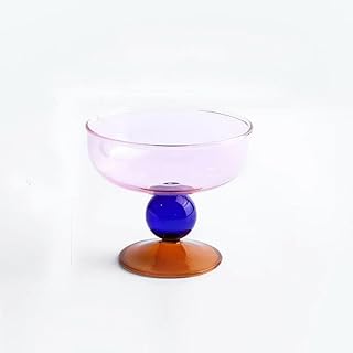 NYSDM Vaso para Helado de Colores ámbar, Verde, Azul, Gris y Rosa con Forma de Bola, para Postre, pudín, Ensalada, platillo para champán