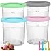 Produktbild BAIFULAI 4stk Eisbehälter für Speiseeis, BPA-frei, Wiederverwendbar für Ninja Creami BehäLter mit Deckel und 4 Löffeln, für Ninja Creami Eismaschin, Genießen Sie Gelato, Milchshakes, Sorbets