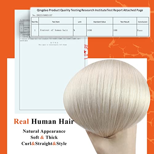 Image of Full Shine Tape in Hair Extensions 12Inch Seamless Tape in Extensions Color 1000 White Blonde Soft Remy Skin Weft Invisible Human Hair Extension for Women 20 Pcs 30 Gram Natural