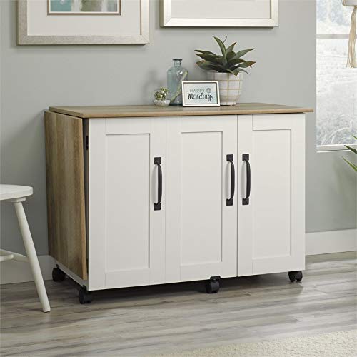 Pemberly Row Contemporary Wood Sewing Craft Table In Soft White #TOP1