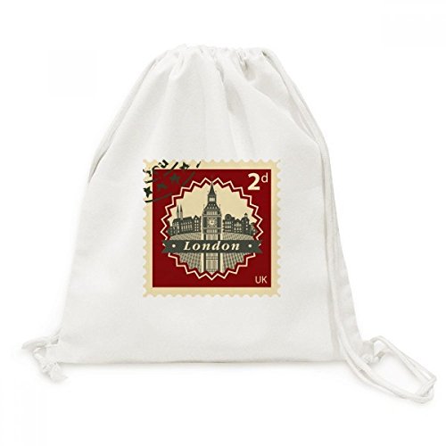 Sac à dos cordon Londres Big Ben timbre silhouette en toile pour voyage