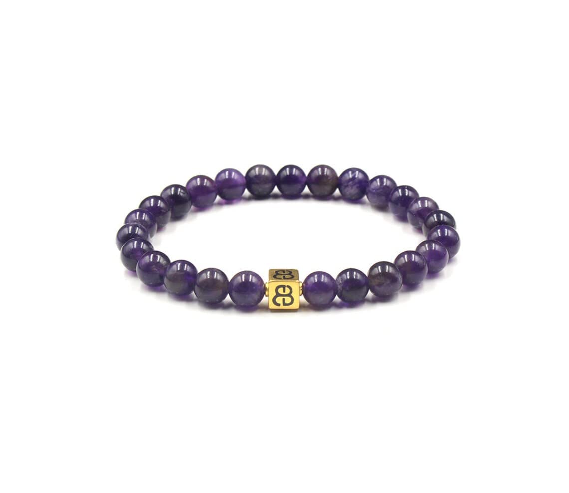 Kartini StudioAmethsyt Bracelet, Amethyst and 22 Karat Gold Beads Bracelet, Men's Bracelet