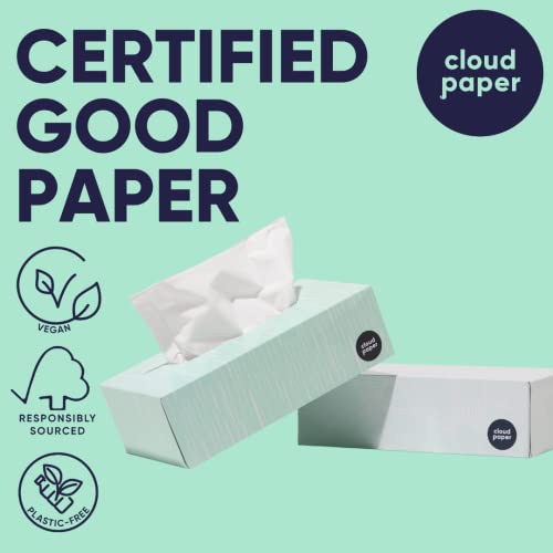 Bamboo Facial Tissues Box By Cloud Paper - 12 Bamboo Tissue Boxes, 100 Hypoallergenic Facial Tissues Per Box - Unscented, Fragrance-Free, Eco-Friendly Tissues In Plastic-Free Packaging #TOP4