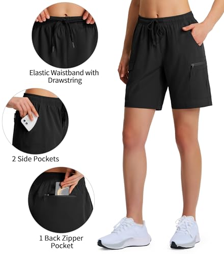 Ksmien Women's 7" Hiking Cargo Shorts Lightweight Quick Dry Ladies Summer Shorts with Zipper Pockets for Travel Golf4