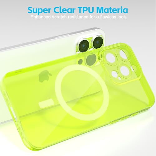 Svanove for iPhone 13 Pro Max Case Clear Compatible with Magsafe Silicone, Bright Transparent Thin Magnetic Mag Safe Case Cute, Girly Slim Hard Camera Cover Protection, Fluorescent Neon Green Lime by Svanove - Used condition - Image 6