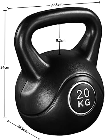 Yaheetech Kettlebells 20KG Coated Kettle Bells HDPE Kettle Training Bells for Home Workout Bodybuilding Black