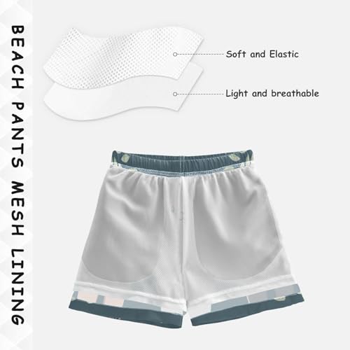 Boys Beach Board Shorts Cute Alpaca Sheep Cartoon Swim Trunk Teen Swimwear 8-16Y Multicolor4