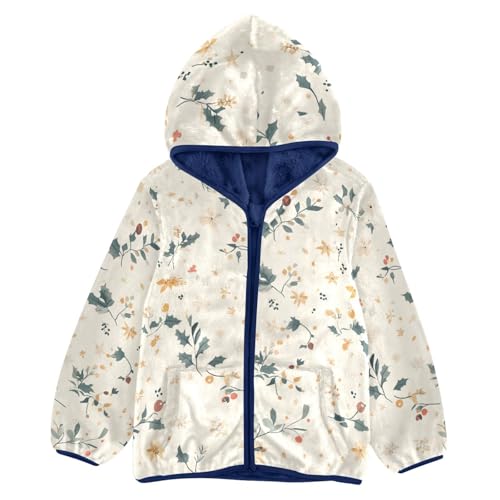 Cute Xmas Curved Girls Fleece Jacket Girls Fall Jacket Girls Zip Up Hoodie Girls Sherpa Jacket 2-10T