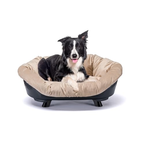 Lit surélevé pour chien et chat Ferplast noir 85x62cm avec coussin lavable