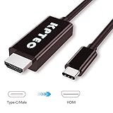 USB-C to HDMI Cable(5.9ft/1.8m,Thunderbolt 3 Compatible), KPTEC USB 3.1 Type C Male to HDMI Male Adapter - Black(Supports 4K/UHD Displays up to 3840x2160@60Hz)