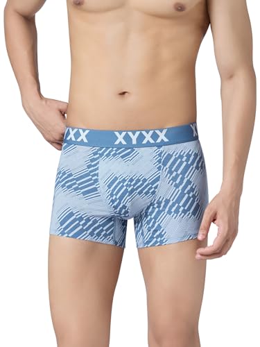 Image of XYXX Men's Matrix Super Combed Cotton Blend Geometric Antimicrobial Trunks with No Marks Waistband