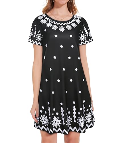 Image of JOLIGAL Summer Dresses for Women Casual Short Sleeve Sundress Scoop Neck Beach T Shirt Dress with Pockets 2026