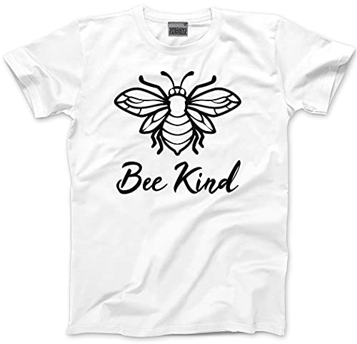 HotScamp Bee Kind Kids T-Shirt - Be Kind World Mental Health Day Positivity It's Ok Bumblebee - 3-4 Years White