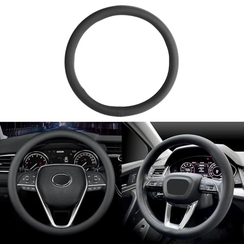 Madlife Garage Auto Lenkradbezug,Anti-Rutsch Lenkradhüllen,Mode Anti-Rutsch-Leder Auto Innenraum Leder Lenkradhülle,Dünn,Atmungsaktiv 37-38cm / 14.5-15in, Schwarz