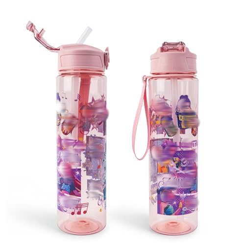 Image of Heartsking K Pop Water Bottle for Girls, Pink Reusable Plastic Water Bottle with Straw for Sports and Travel Drinkware Merch Gift for Girls Fans Teens Party Birthday