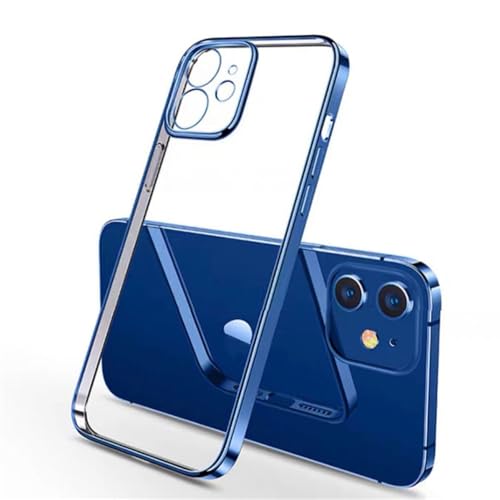 Coque arrière transparente iPhone 11 12 silicone souple bleu café