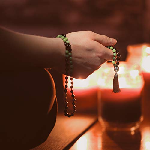 Axellea Jewelry 6Mm Yin Yang Mala Beads Nephrite Jade Stone Healing 108 Rosary Prayer Mala Black Onyx Beads Jade Bracelet For Women Jade Necklace For Men Green Necklace (Jade) #TOP6