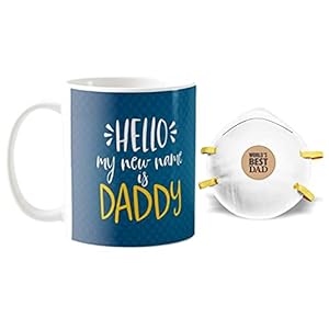 TheYaYaCafe Fathers Day Gift for Dad Ceramic Coffee Mug with Coaster – Hello My New Name is Daddy