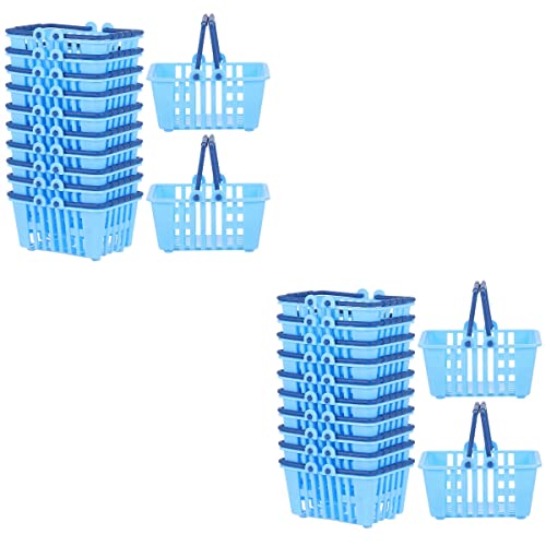 Luozzy 24 Pcs Mini Shopping Basket Dollhouse Shopping Basket Toy For Kids Pretend Play, Blue #TOP6
