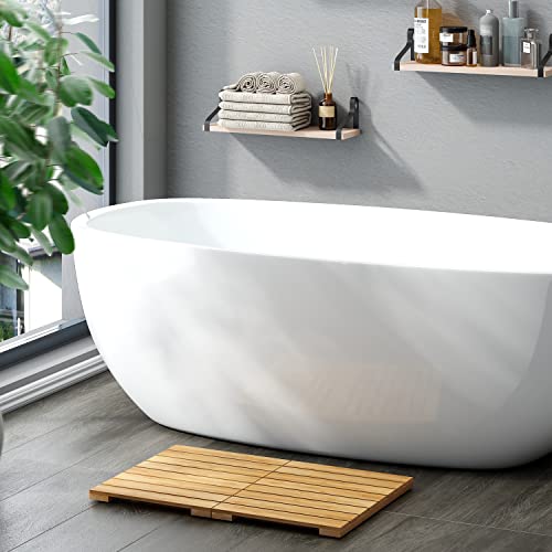 Waterproof Bamboo Bath Mat for Shower, Wooden Floor Mat for Bathroom, Foldable | Non-Slip | Heavy Duty, Shower Mat for Indoor Outdoor, 23.5in x 15.6in Waterproof Bamboo Bath Mat for Shower, Wooden Floor Mat for Bathroom, Foldable | Non-Slip | Heavy Duty, Shower Mat for Indoor Outdoor, 23.5in x 15.6in