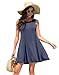 WEACZZY Women Summer Sleeveless Pockets Casual Swing T Shirt Dresses Beach Cover up Plain Pleated Tank Dress,Purple Gray，XL