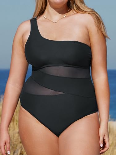 CUPSHE Women's Plus Size Swimsuit One Piece Bathing Suit Mesh Removable Straps Swimwear2