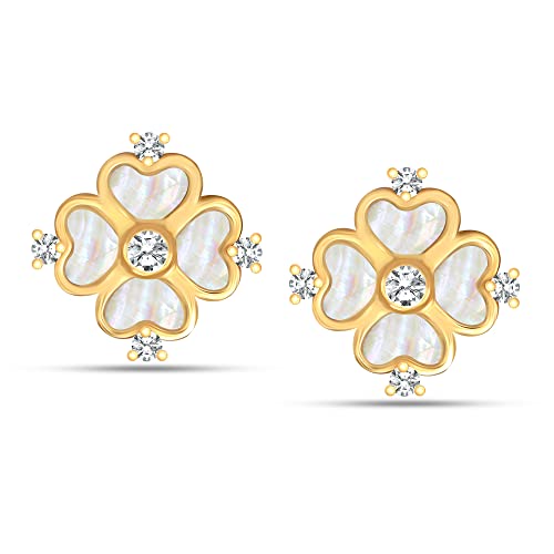 Image of LeCalla 925 Sterling Silver BIS Hallmarked 18K Gold Plated Mother of Pearl Drop Stud Earrings for Women and Girls
