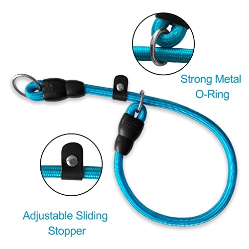 LOS ANDES Dog Slip Collar Choke Collar for Dog Training Nylon Rope Collar with Adjustable Stopper No Pull Round Martingale Dog Collar for Small Medium Large Dogs(Blue - Image 3