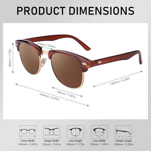 Image of GQUEEN Classic Horn Rimmed Semi Rimless Polarized Sunglasses for Men Women GQO6