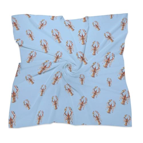 Watercolor Lobster Crawfish Printed Square Satin Neckerchief Lightweight Headscarf for Women Custom Gifts 18X18/25X25 Inch3