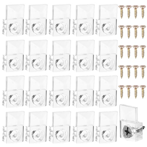 Image of Tyqour 20pcs Mirror Holder Clips Mirror Hangers for The Wall Mirror Hanging Hardware Kit Clear Plastic Mirror Wall Mount with Screws for Frameless Mirrors, Glass, and More