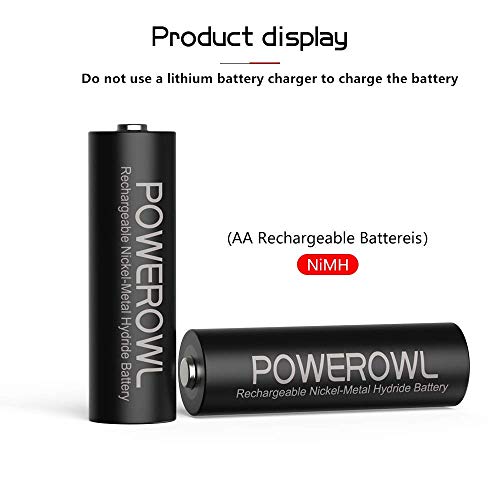 POWEROWL Batterie AA Stilo 2800mAh ad Alta Capacità 1,2V Batterie Ricaricabili AA NI-MH Diametro 14.4mm a Basso Consumo (16 pezzi, ricaricabile circa 1200 volte)