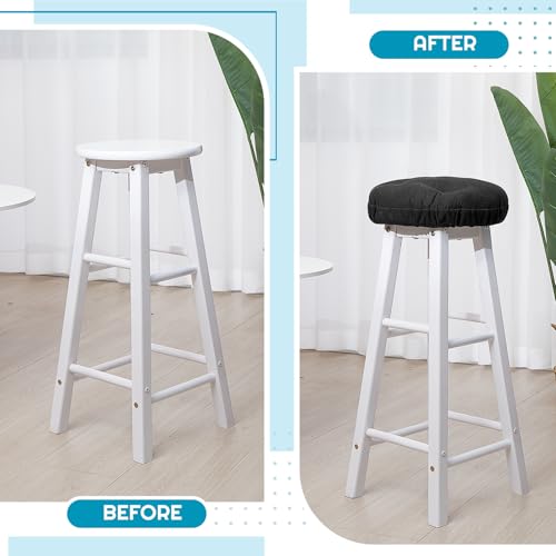 Image of Marsui 2 Pieces Bar Stool Cover Non Slip Padded Cushion, 13 Inch, Black