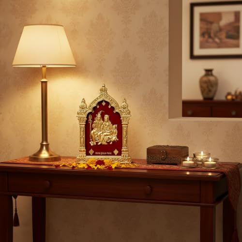Image of EKA Temple Series Shiv Parivar |Gold Foil Divine |Shiva Parvati Ganesha Kartikeya Showpiece for Home Temple, Pooja Room & Office Decor |Diwali, Housewarming & Spiritual Gift 9cm x 4cm x 11cm